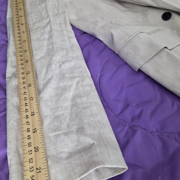 THEORY Piazza Tan Linen Blend Double Breasted Blazer Size 8 Summer Blazer - Picture 15 of 16